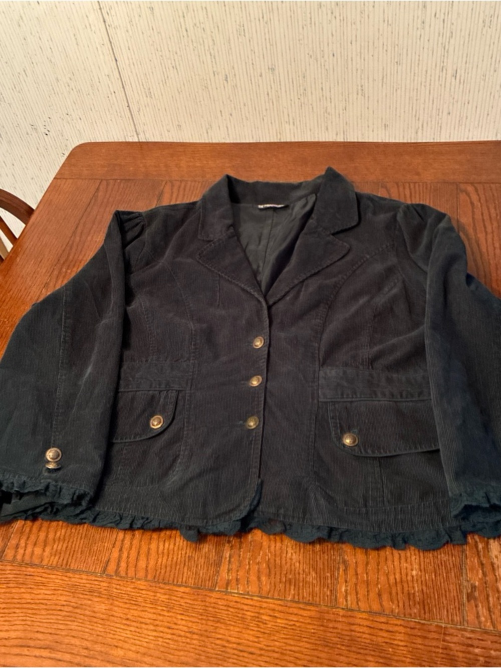 The Pyramid Collection Corduroy Blazer Women’s 3XL Forrest Green Lace Trim